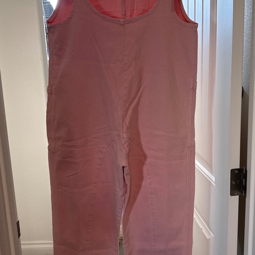 NWTS Women Pink Cotton Blend Adjustable Strap Bib Overalls Zenana M Comfy Boho